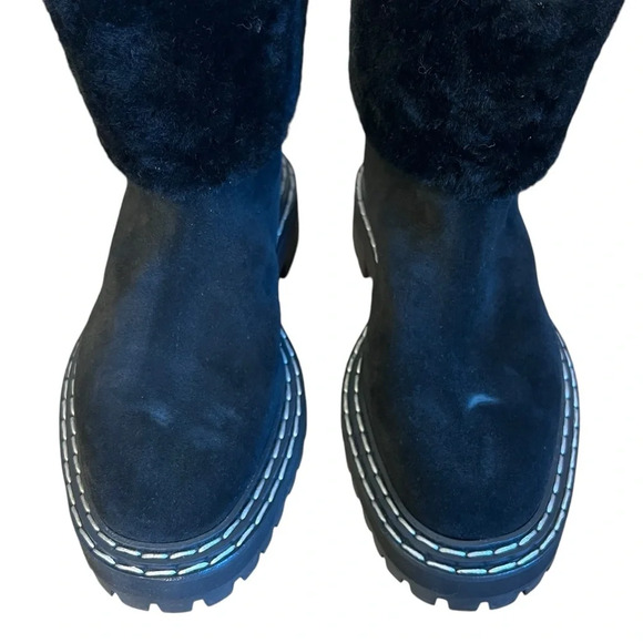 Proenza Schouler Shearling Lined Suede Lug Sole Ankle Boots Black IT 36.5 NWOB - Picture 6 of 11